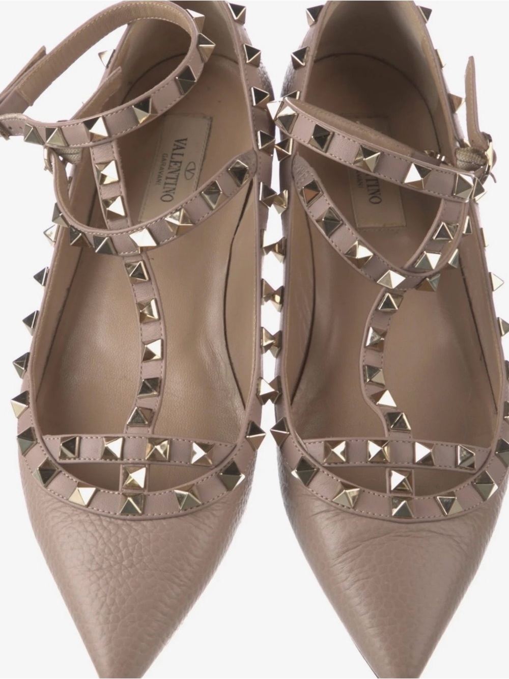 Valentino Garavani Rockstud Caged Poudre Leather Flats EU 41.5